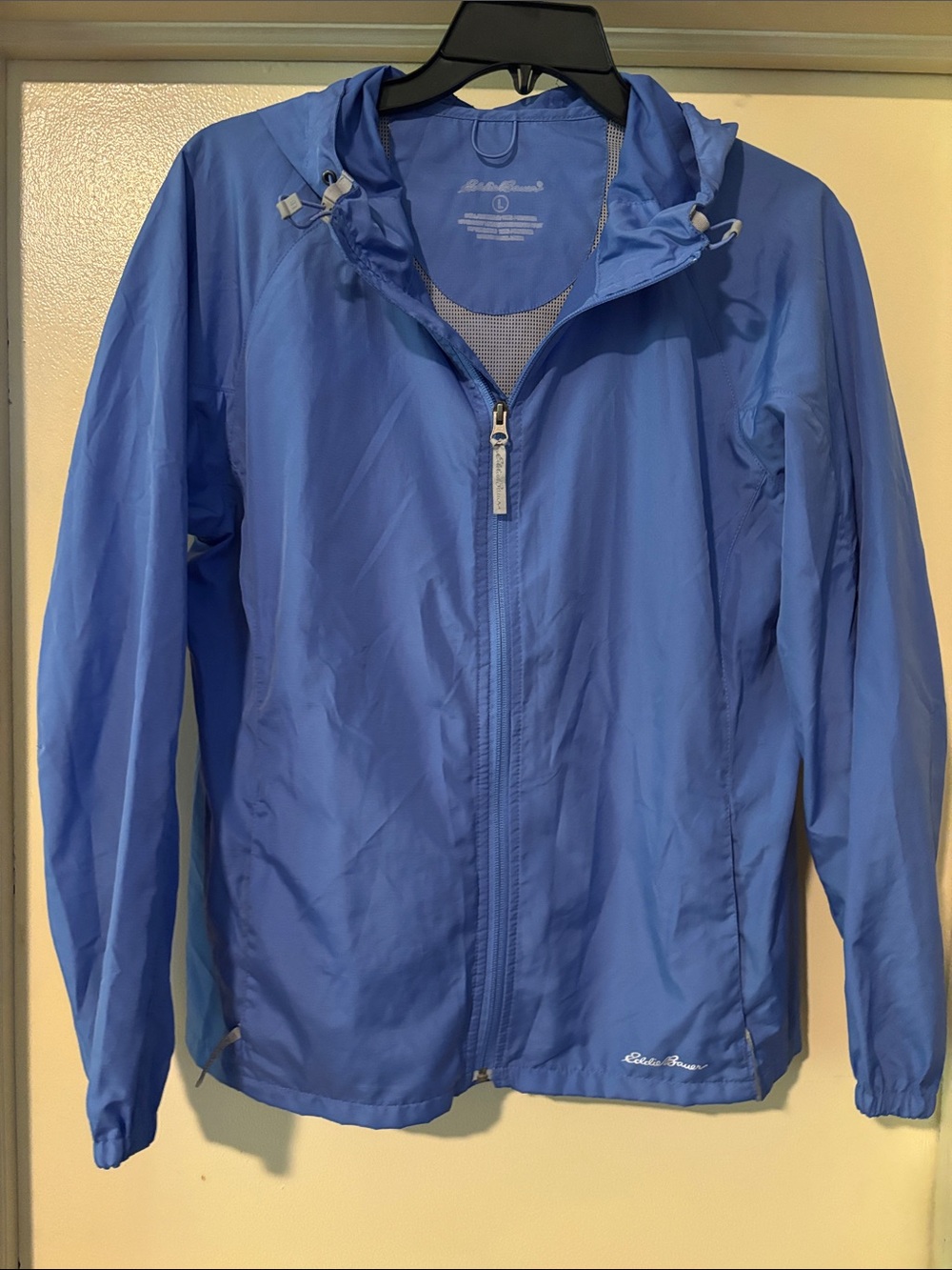 Eddie Bauer Men's Hooded Windbreaker Jacket -Blue Like New Size L